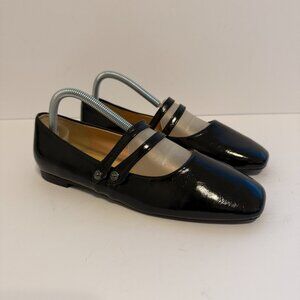 C.Paravano Women's Shoes 9 (39.5) Black Mary Jane Ballet Flats Leather BRAND NEW